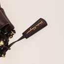 Salvatore Ferragamo Gancini Chain Hand Bag Leather 2way Purple Gold Auth BA1705-10