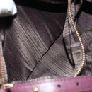 Salvatore Ferragamo Gancini Chain Hand Bag Leather 2way Purple Gold Auth BA1705-23