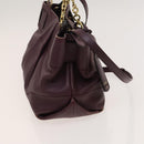 Salvatore Ferragamo Gancini Chain Hand Bag Leather 2way Purple Gold Auth BA1705-4
