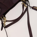 Salvatore Ferragamo Gancini Chain Hand Bag Leather 2way Purple Gold Auth BA1705-8