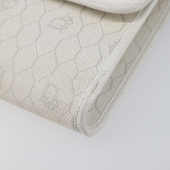 Christian Dior Honeycomb Chain Shoulder Bag PVC White Gold Auth BA17050