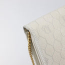 Christian Dior Honeycomb Chain Shoulder Bag PVC White Gold Auth BA17050-14