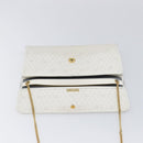 Christian Dior Honeycomb Chain Shoulder Bag PVC White Gold Auth BA17050-17