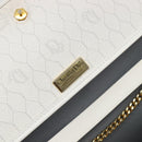 Christian Dior Honeycomb Chain Shoulder Bag PVC White Gold Auth BA17050-18