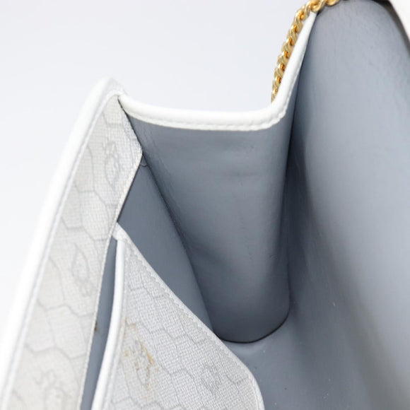 Christian Dior Honeycomb Chain Shoulder Bag PVC White Gold Auth BA17050