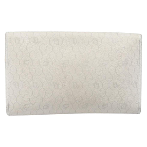 Christian Dior Honeycomb Chain Shoulder Bag PVC White Gold Auth BA17050