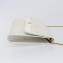 Christian Dior Honeycomb Chain Shoulder Bag PVC White Gold Auth BA17050-4
