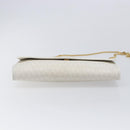 Christian Dior Honeycomb Chain Shoulder Bag PVC White Gold Auth BA17050-9
