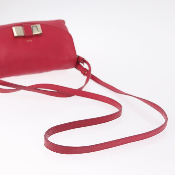 Chloe Lily Shoulder Bag Leather Pink Gold Auth BA17053