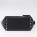 Valentino Rock Studs Hand Bag Leather 2way Black Gold Auth BA17055V-11