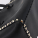 Valentino Rock Studs Hand Bag Leather 2way Black Gold Auth BA17055V-14