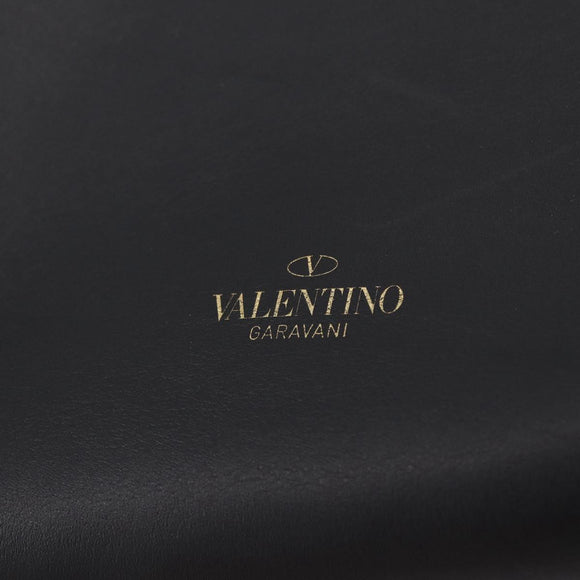 Valentino Rock Studs Hand Bag Leather 2way Black Gold Auth BA17055V