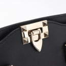 Valentino Rock Studs Hand Bag Leather 2way Black Gold Auth BA17055V-17