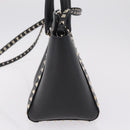 Valentino Rock Studs Hand Bag Leather 2way Black Gold Auth BA17055V-5
