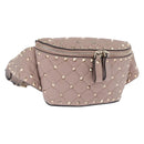 Valentino Rock Studs Waist Bag Leather Beige Gold Auth BA17058-1