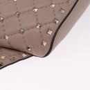 Valentino Rock Studs Waist Bag Leather Beige Gold Auth BA17058-11