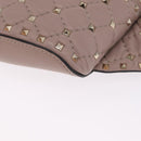 Valentino Rock Studs Waist Bag Leather Beige Gold Auth BA17058-12