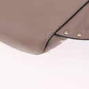Valentino Rock Studs Waist Bag Leather Beige Gold Auth BA17058-14