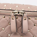 Valentino Rock Studs Waist Bag Leather Beige Gold Auth BA17058-16