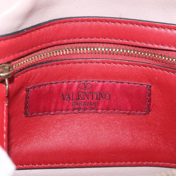 Valentino Rock Studs Waist Bag Leather Beige Gold Auth BA17058