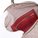 Valentino Rock Studs Waist Bag Leather Beige Gold Auth BA17058-18