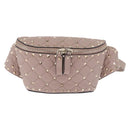 Valentino Rock Studs Waist Bag Leather Beige Gold Auth BA17058-2