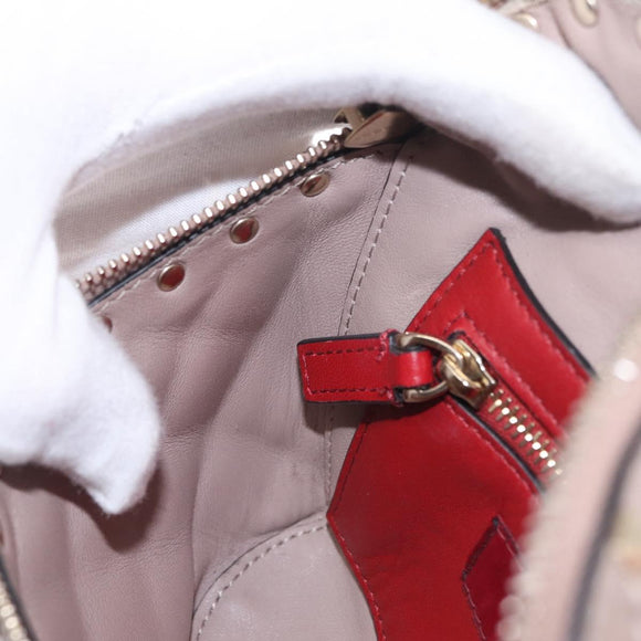 Valentino Rock Studs Waist Bag Leather Beige Gold Auth BA17058