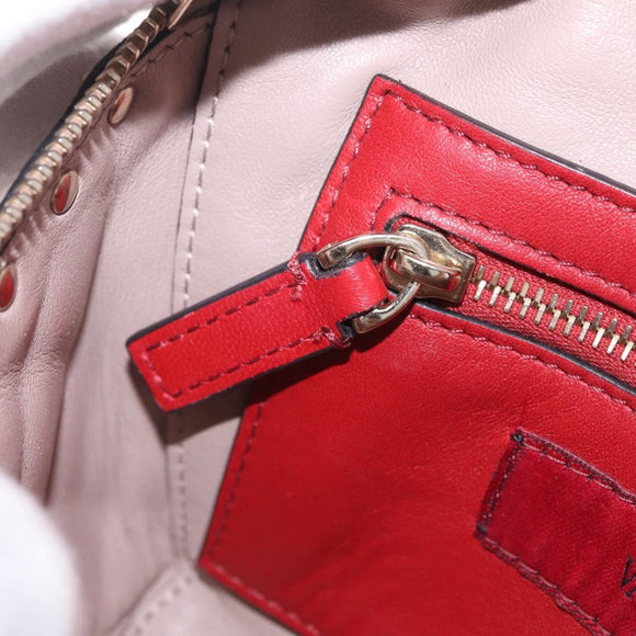 Valentino Rock Studs Waist Bag Leather Beige Gold Auth BA17058