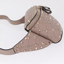 Valentino Rock Studs Waist Bag Leather Beige Gold Auth BA17058-5