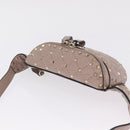 Valentino Rock Studs Waist Bag Leather Beige Gold Auth BA17058-6