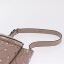 Valentino Rock Studs Waist Bag Leather Beige Gold Auth BA17058-8