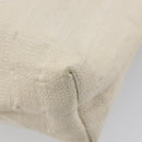 HERMES Amedaba GM Hand Bag Canvas White Brown Auth BA17059-13