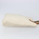 HERMES Amedaba GM Hand Bag Canvas White Brown Auth BA17059-5
