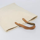 HERMES Amedaba GM Hand Bag Canvas White Brown Auth BA17059-7