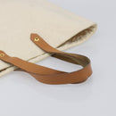 HERMES Amedaba GM Hand Bag Canvas White Brown Auth BA17059-8