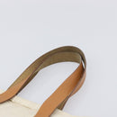 HERMES Amedaba GM Hand Bag Canvas White Brown Auth BA17059-9