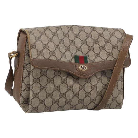 GUCCI GG Supreme Web Sherry Line Shoulder Bag PVC Beige 904 02 084 Auth BA17063