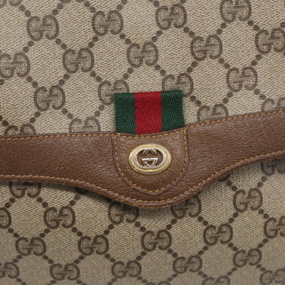 GUCCI GG Supreme Web Sherry Line Shoulder Bag PVC Beige 904 02 084 Auth BA17063