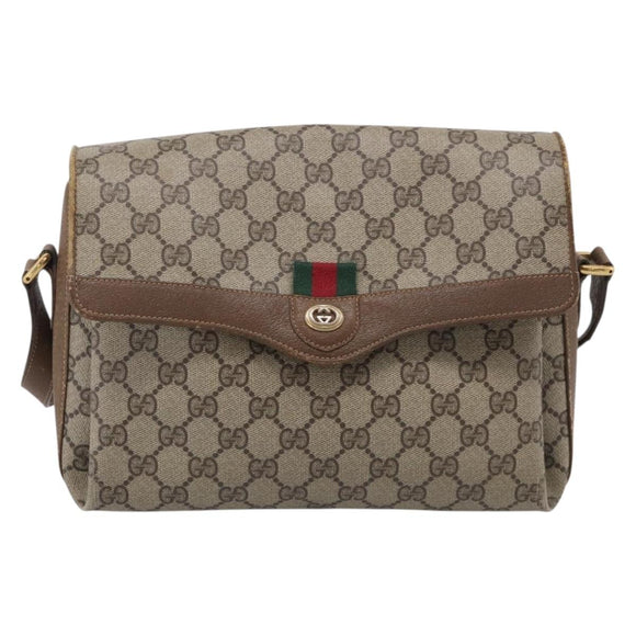 GUCCI GG Supreme Web Sherry Line Shoulder Bag PVC Beige 904 02 084 Auth BA17063