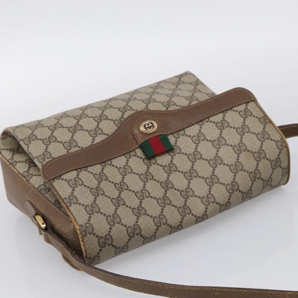 GUCCI GG Supreme Web Sherry Line Shoulder Bag PVC Beige 904 02 084 Auth BA17063