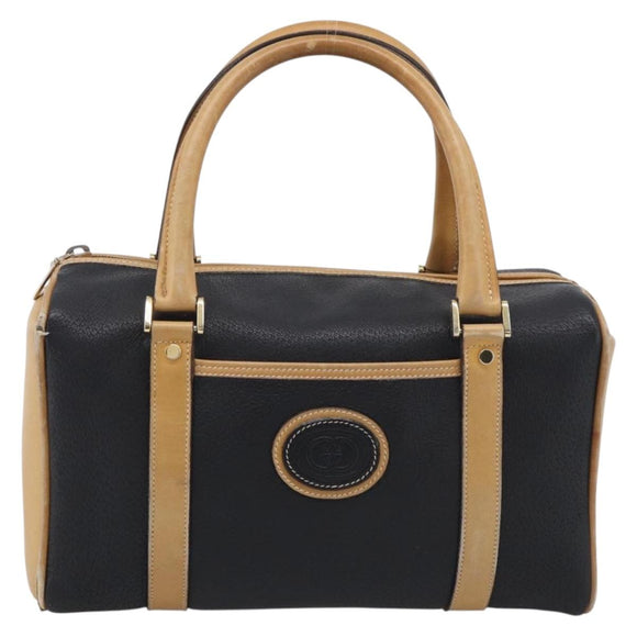 GUCCI Hand Bag Leather Black Gold 000 58 0140 Auth BA17073