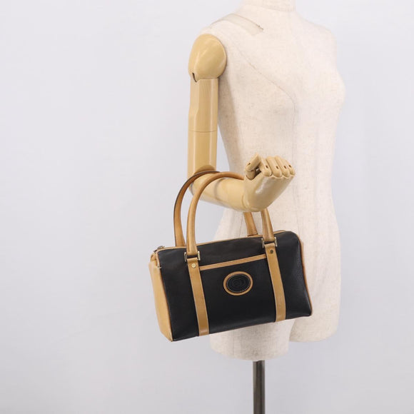 GUCCI Hand Bag Leather Black Gold 000 58 0140 Auth BA17073