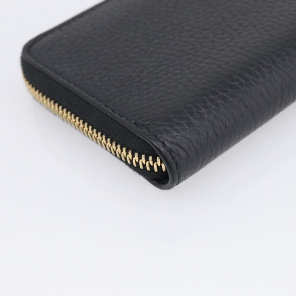 BURBERRY Coin Purse Leather Black Gold Auth BA17074A
