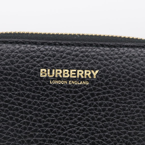 BURBERRY Coin Purse Leather Black Gold Auth BA17074A