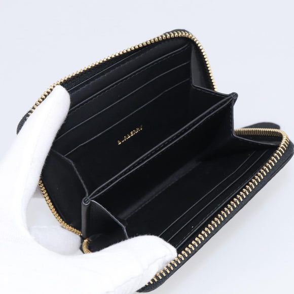 BURBERRY Coin Purse Leather Black Gold Auth BA17074A