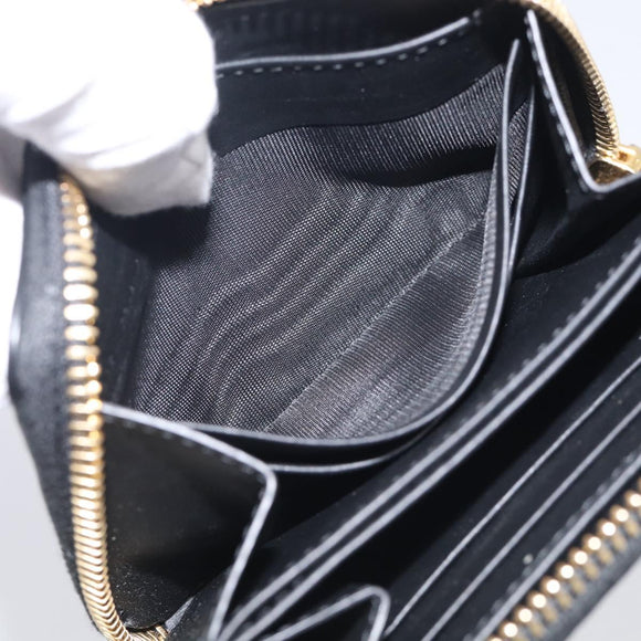 BURBERRY Coin Purse Leather Black Gold Auth BA17074A