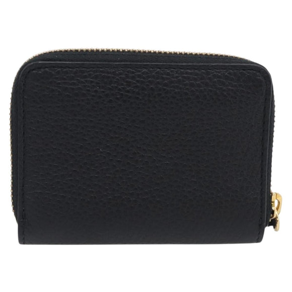 BURBERRY Coin Purse Leather Black Gold Auth BA17074A