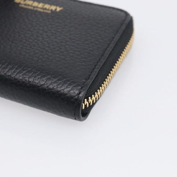 BURBERRY Coin Purse Leather Black Gold Auth BA17074A