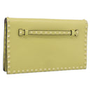 Valentino Clutch Bag Leather Yellow Gold Auth BA17087A-1