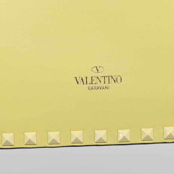 Valentino Clutch Bag Leather Yellow Gold Auth BA17087A